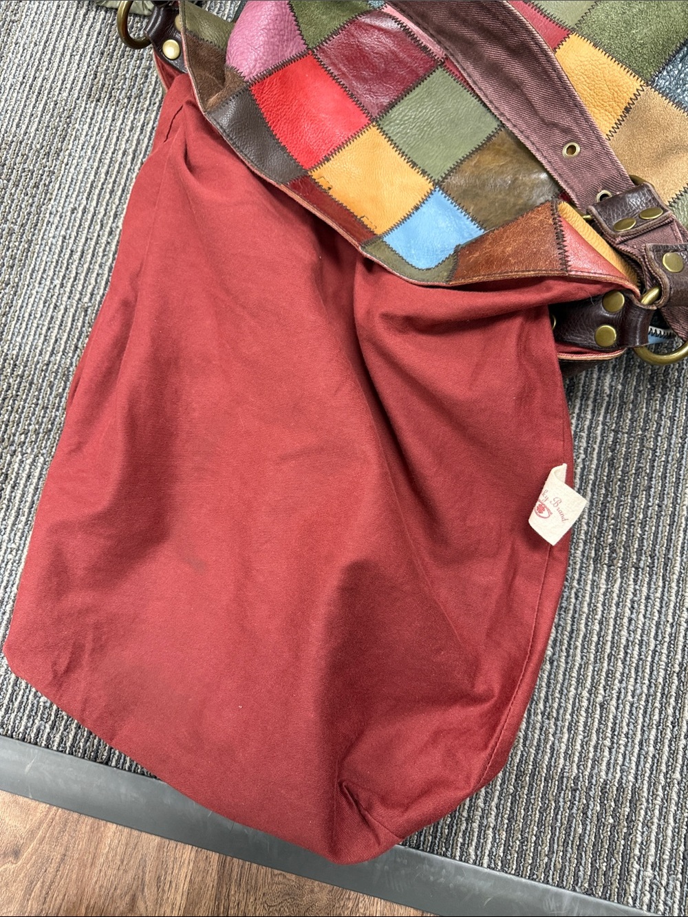 Lucky Brand XL Patchwork Leather Hobo Bag - Multicolor Red/Green/Blue/Brown - Picture 12 of 15